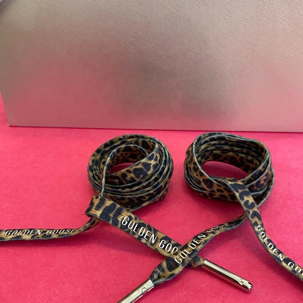 Golden Goose Black and Tan Animal Print Shoelaces - Picture 2 of 2